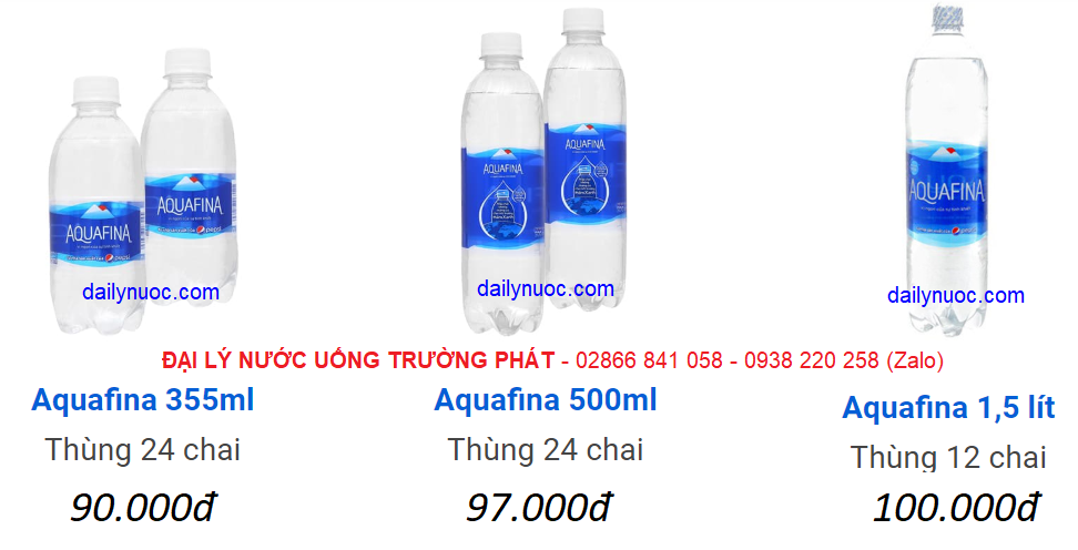 Đại lý nước uống tinh khiết Aquafina tại tpchm cung cấp nước với nhiều thể tích đa dạng
