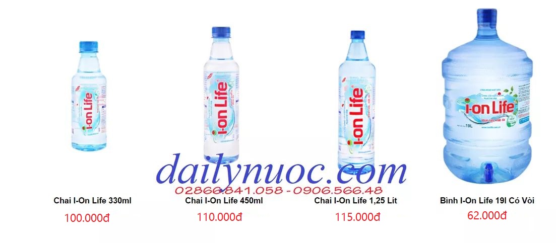 Nước uống Ion Life đa dạng về thể tich