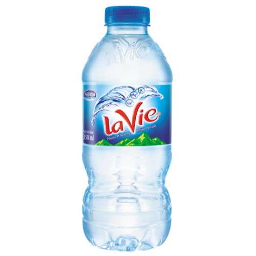 Chai nước uống Lavie 350ml thiết kế nhỏ gọn, thích hợp trong các tiệc hội nghị, cuộc họp